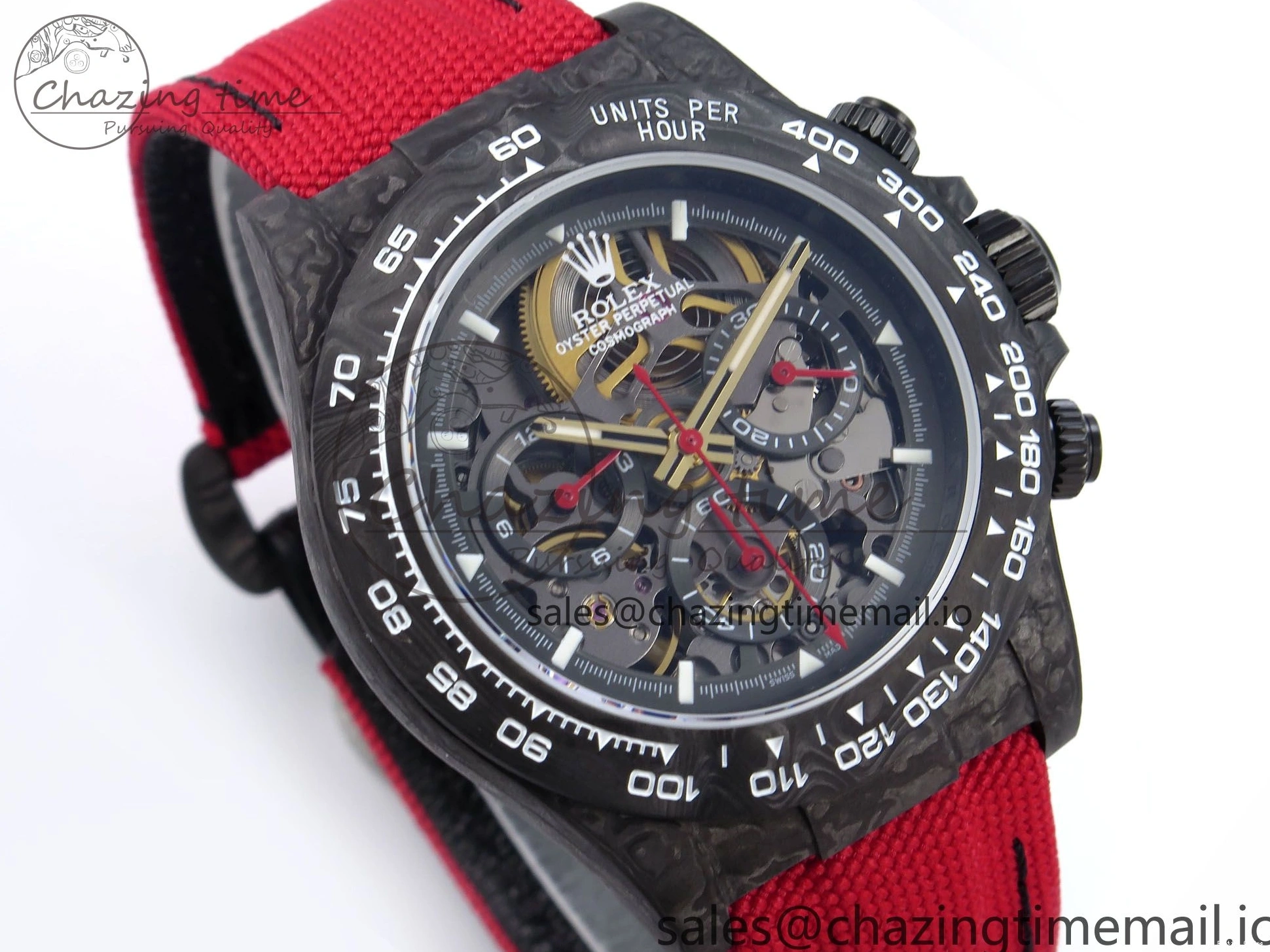 0405 Daytona Diw 40mm N6F 1:1 Best Edition Gray Skeleton Dial Red Nylon Strap DD Original 900